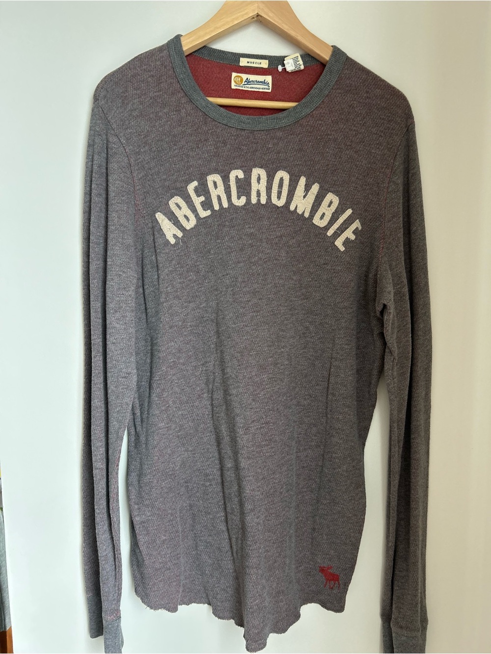 Abercrombie & Fitch Men's Long Sleeve Crewneck Shirt - Heather Gray